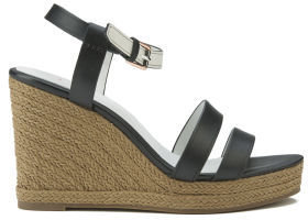 Paul Smith Shoes Women's Braye Leather Wedged Sandals Black Servo Lux/White