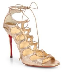 Christian Louboutin Aqueduchesse Glitter Lace-Up Sandals