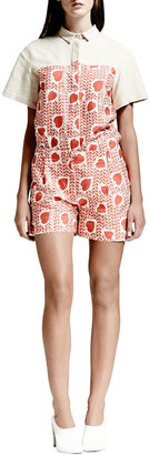 Stella McCartney Heart & Lip-Print Pleated Shorts, Medium Pink