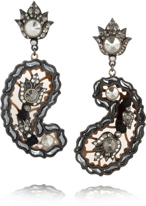 Lanvin Udaipur pewter Swarovski crystal clip earrings