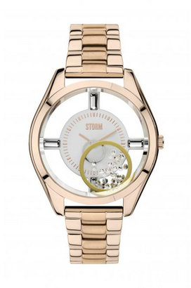 Rosegold STORM London Watch with Floating Ring and Crystals, Ring Second Hand