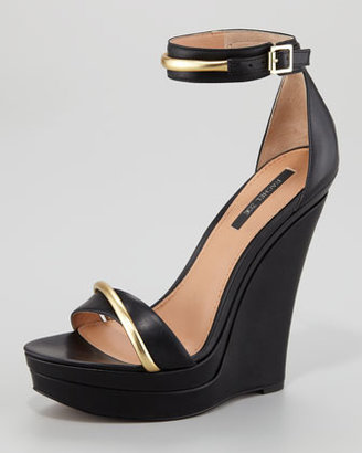 Rachel Zoe Katlyn Platform Wedge Sandal, Black/Gold