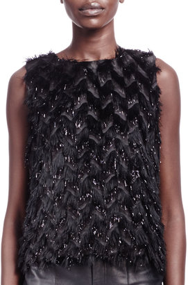 Lanvin Feather-Effect Sleeveless Top
