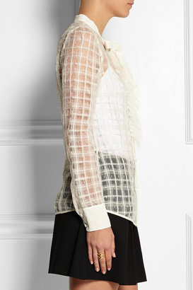 RED Valentino Organza-paneled point d'esprit blouse