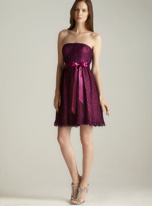Adrianna Papell Strapless Tie Front Lace Party Dress