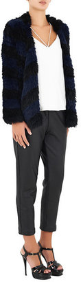 Knitted Stripe Fur Jacket