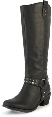 So Fabulous! So Fabulous Butter Western Stud Detail Calf Boots - Extra Wide Fit