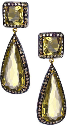 Hari Jewels Diamond Citrine Diamond Teardrop Earrings
