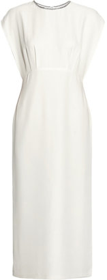 Adam Lippes Embellished Chiffon-Paneled Silk Midi Dress