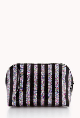 Forever 21 LOVE & BEAUTY Small Glittered Stripe Cosmetic Bag