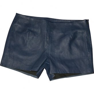 American Retro Blue Leather Shorts