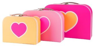 Present Time JIP BOX32 Design Fluorescent Heart Paper Suitcase Storage Set, Set of 3