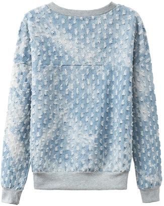 Choies Light Blue Ripped Denim Sweatshirt