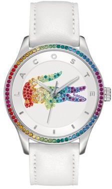 Lacoste Ladies multi coloured silver/white strap watch
