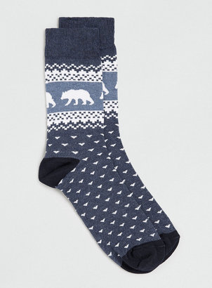 Topman Blue Christmas polar Bear Birdseye Socks