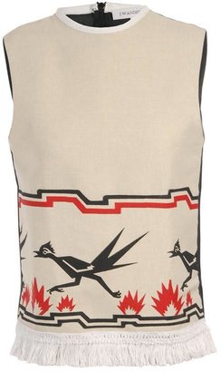 J.W.Anderson Bird Printed Cotton, Linen and Leather Top