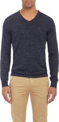 Save Khaki Heather V-neck Pullover Sweater
