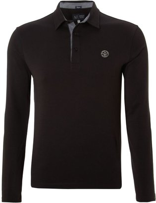Armani Jeans Men's Long sleeved polo shirt with badge logo