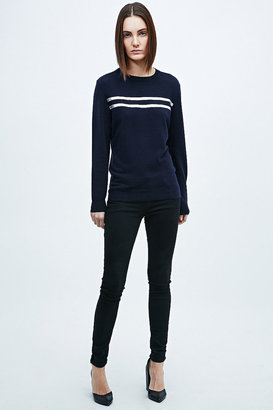 Veda Jack Cashmere and Leather Jumper in Navy