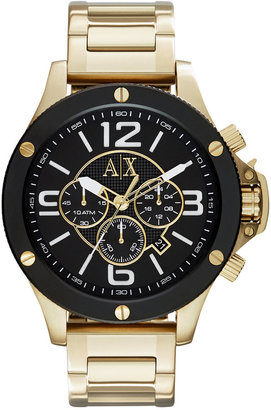 Armani Exchange A|X Men's Chronograph Gold-Tone Stainless Steel Bracelet Watch 48mm AX1511