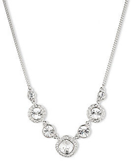 Givenchy Silvertone/Crystal Frontal Necklace