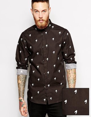ASOS Smart Shirt In Long Sleeve With Houndstooth Print