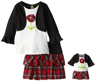 Dollie & Me Big Girls' Top and Cardi with Plaid Skirt Set