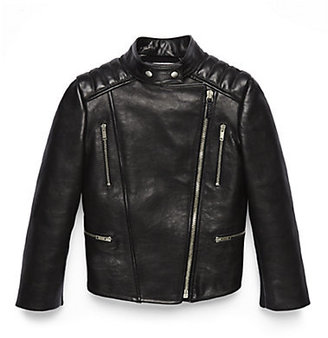 Gucci Little Girl's Mixed-Media Leather Biker Jacket