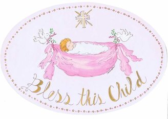 Stupell Industries The Kids Room by Stupell Bless This Child with Baby in Hammock Oval Wall Plaque
