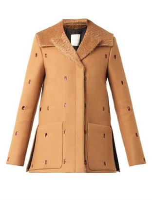Marco De Vincenzo Perforated felted-wool pea coat