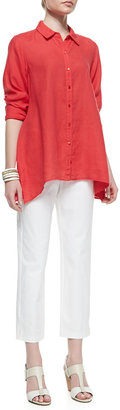Eileen Fisher Twill Slim Ankle Pants, Petite, White