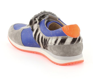 Pom D'Api Royal blue and light grey leather trainers