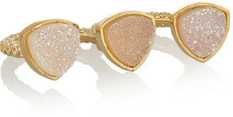 Dara Ettinger Mimi gold-plated druzy two-finger ring