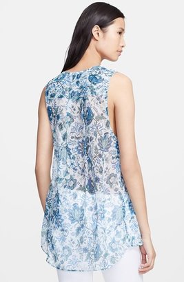 Rachel Zoe 'Magnolia' Lace-Up Print Silk Tunic