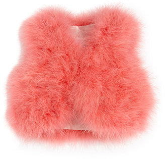 Charabia Fluffy Feather Vest, Pink, Sizes 10-12