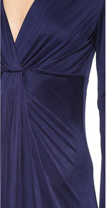 Diane von Furstenberg Long Sleeve V Neck Gown