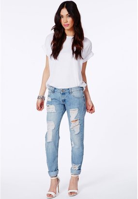 Missguided Dylan Ripped Boyfriend Jeans In Light Vintage