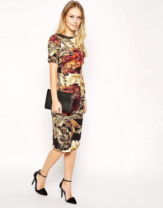 ASOS TALL Wiggle Dress in Textured Large Floral Print
