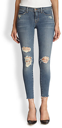 J Brand Distressed Cropped Skinny Jeans