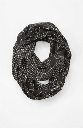 J. Jill Inked floral & geo silk infinity scarf