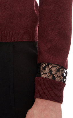 Nina Ricci Lace-Yoke Cashmere Sweater