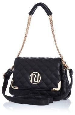 River Island Black quilted cross body bag