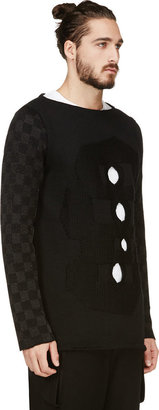 Comme des Garcons Homme Plus Black Knit Cut-Out & Textured Sweater