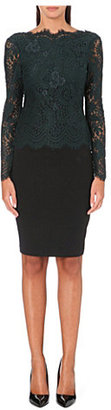 Ted Baker Long sleeved lace panel dress Green