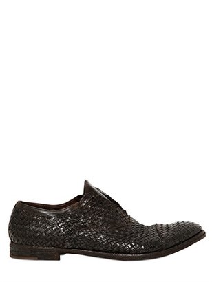 Officine Creative Woven Leather Slip On Oxford Shoes