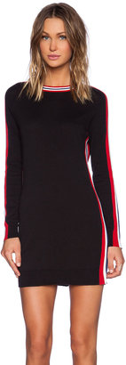 Love Moschino Black long Sleeve Sweater Dress with Stripes