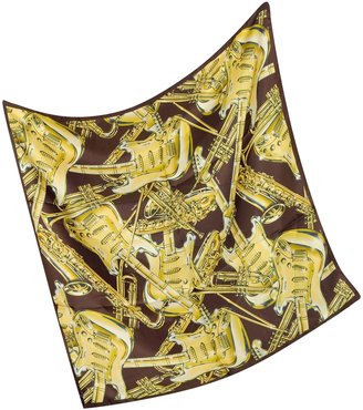 Moschino Musical Instruments Print Silk Square Scarf