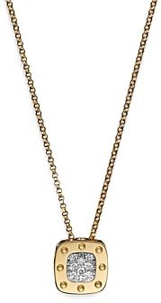 Roberto Coin 18K Yellow and White Gold Square Pois Moi Pendant Necklace with Diamonds, 16.5