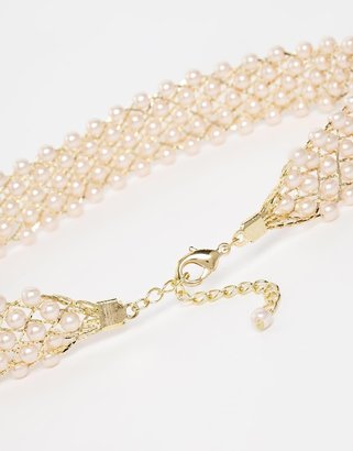 ASOS Limited Edition Faux Pearl Lattice Choker Necklace