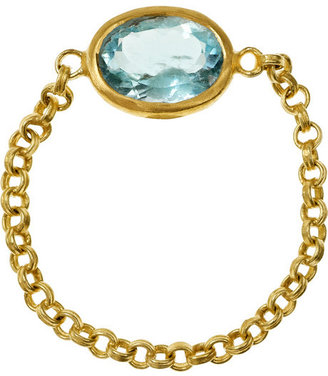 Marie Helene De Taillac 18-karat gold aquamarine chain ring